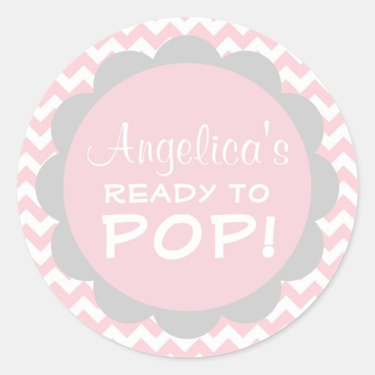 Gepersonaliseerd Klaar om te Poppen Baby shower Ro Ronde Sticker (Voorkant)