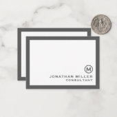 Gepersonaliseerd Klassic Monogram grijs Notitiekaartje (Voorkant / Achterkant in situ)