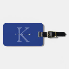 Gepersonaliseerd klassiek blauw monogram bagagelabel