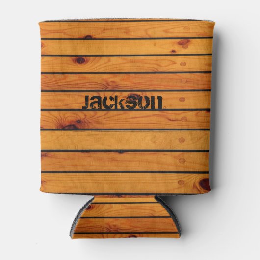 Gepersonaliseerd klassiek bruin houten dek blikjeskoeler (Voorkant)