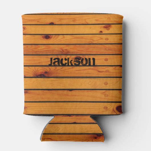 Gepersonaliseerd klassiek bruin houten dek blikjeskoeler (Achterkant)