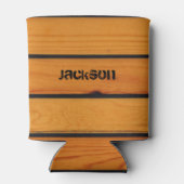 Gepersonaliseerd klassiek bruin houten dek blikjeskoeler (Achterkant)