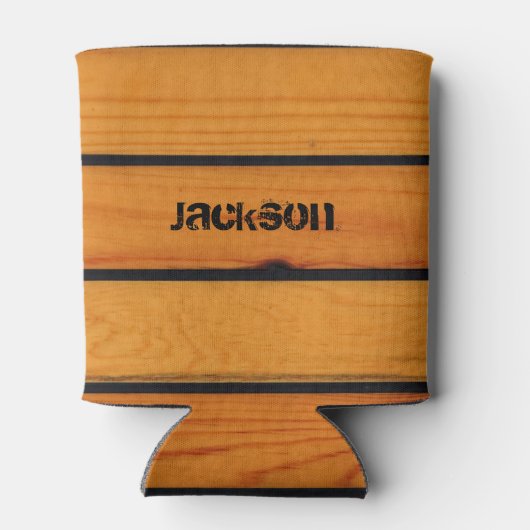 Gepersonaliseerd klassiek bruin houten dek blikjeskoeler (Achterkant)