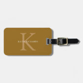 Gepersonaliseerd Klassiek Goud Monogram Bagagelabel (Voorkant horizontaal)