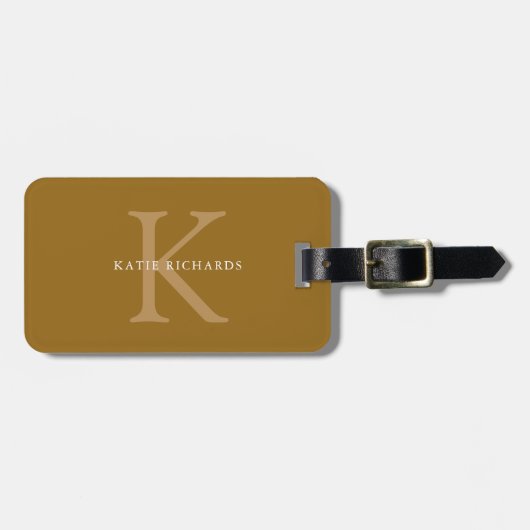 Gepersonaliseerd Klassiek Goud Monogram Bagagelabel (Voorkant horizontaal)