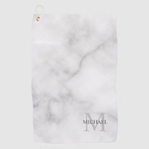 Gepersonaliseerd Klassiek monogram en de Marmer va Golfhanddoek