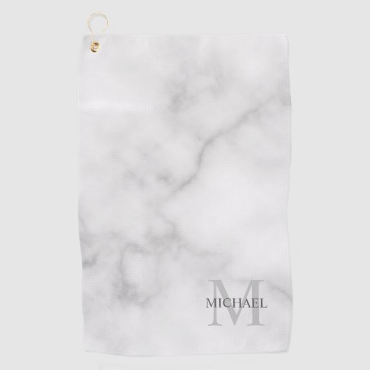 Gepersonaliseerd Klassiek monogram en de Marmer va Golfhanddoek (Voorkant)