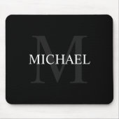 Gepersonaliseerd Klassiek monogram en naam zwart Muismat (Voorkant)
