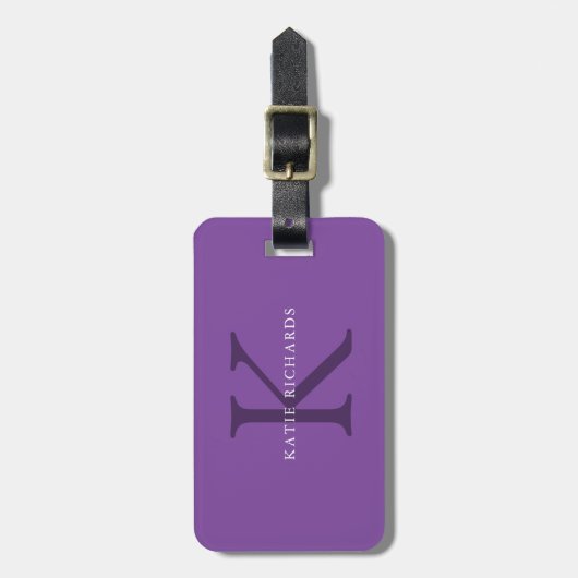 Gepersonaliseerd klassiek Violet Monogram Bagagelabel (Voorkant verticaal)