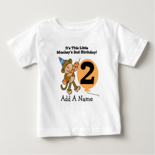 Gepersonaliseerd klein aap 2e verjaardag T-shirt