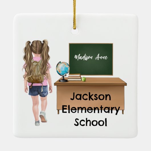 Gepersonaliseerd Klein Kinder Afstuderen / School  Keramisch Ornament (Achterkant)