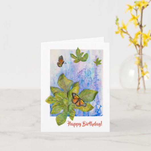 Gepersonaliseerd Klein Wenskaart met Vlinders Kaart (Gele Bloem)