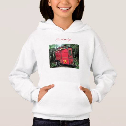 Gepersonaliseerd kleine caravan met rode zigeuner (Voorkant)