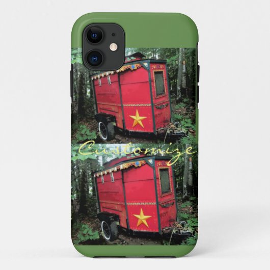 Gepersonaliseerd kleine caravan met rode zigeuner Case-Mate iPhone case (Achterkant)