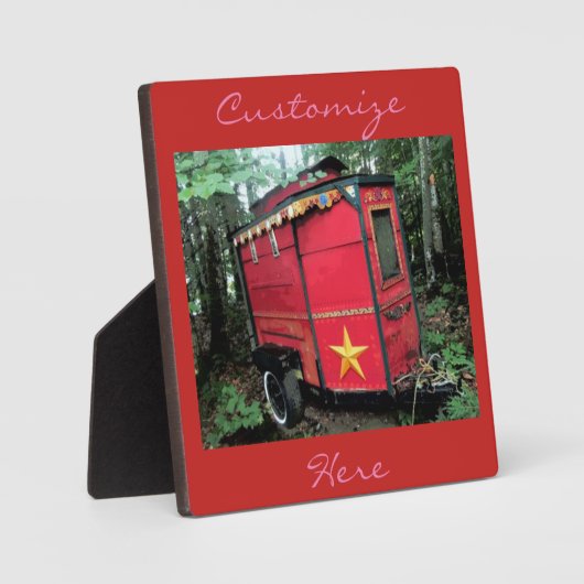 Gepersonaliseerd kleine caravan met rode zigeuner  fotoplaat (Voorkant)