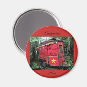 Gepersonaliseerd kleine caravan met rode zigeuner magneet (Voorkant / Achterkant)