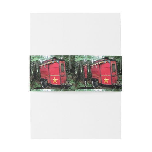 Gepersonaliseerd kleine caravan met rode zigeuner  uitnodigingen wikkel (Achterkant Voorbeeld)