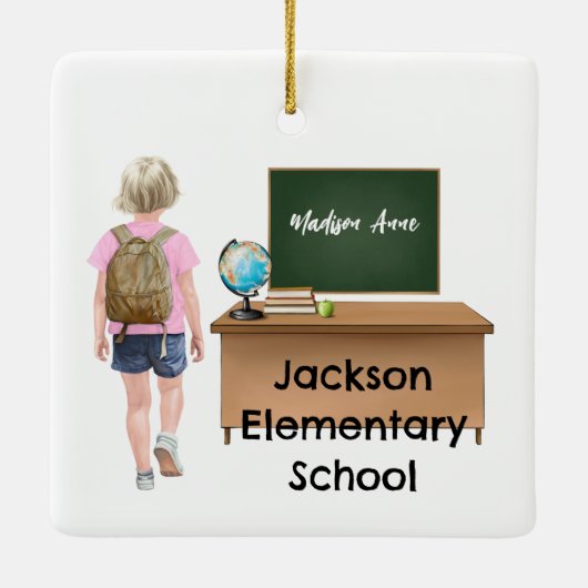 Gepersonaliseerd kleine Kinder basisschool Ornamen Keramisch Ornament (Achterkant)