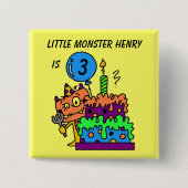 Gepersonaliseerd Kleine Monster Verjaardag Button (Voorkant)