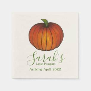 Gepersonaliseerd kleine Oranje pompoenBaby shower Servetten