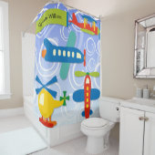 Gepersonaliseerd kleine pilootvliegtuigen douchegordijn (In situ)