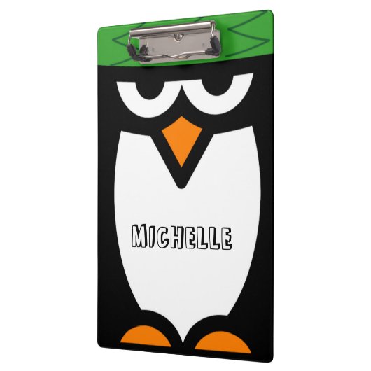 Gepersonaliseerd klembord met grappige pinguïn car (Links)