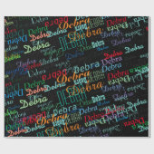 gepersonaliseerd kleurennaampatroon op zwart cadeaupapier (Vlak)