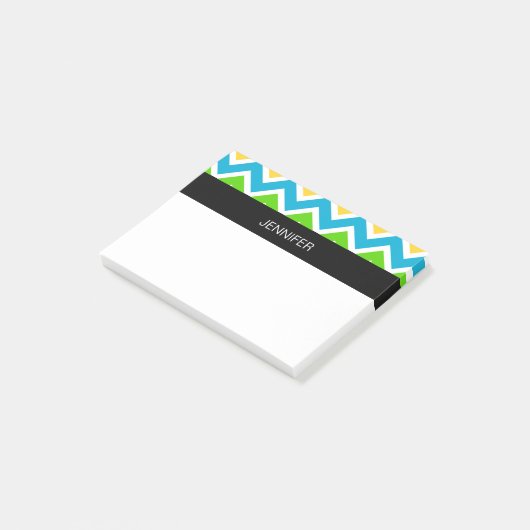 Gepersonaliseerd kleurig Chevron Pattern Post-it® Notes (Schuin)