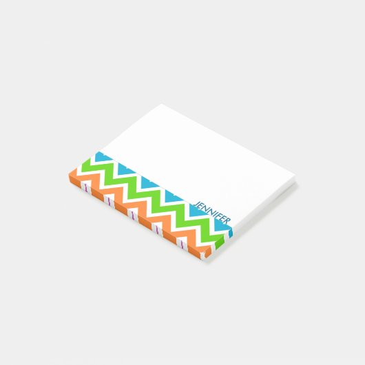 Gepersonaliseerd kleurig Chevron Pattern Post-it® Notes (Schuin)