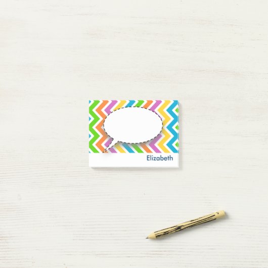 Gepersonaliseerd kleurig Chevron Pattern Post-it® Notes (Op bureau)