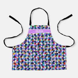 Gepersonaliseerd kleurig geometrisch patroon schort