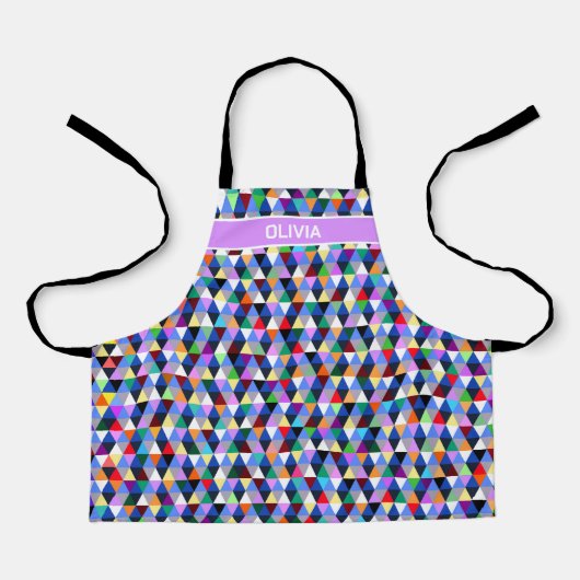 Gepersonaliseerd kleurig geometrisch patroon schort (Voorkant)