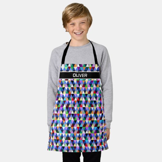 Gepersonaliseerd kleurig geometrisch patroon schort (Gedragen)