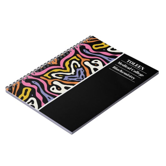 Gepersonaliseerd kleurig patroon notitieboek (Linkerzijde)