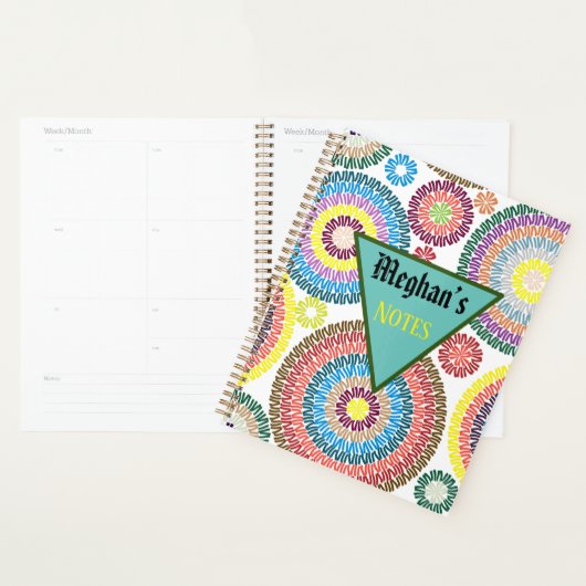 Gepersonaliseerd kleurrijk concentrisch cirkelpatr planner (Display)