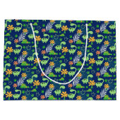 Gepersonaliseerd kleurrijk dinosauruspatroon groot cadeauzakje (Achterkant)