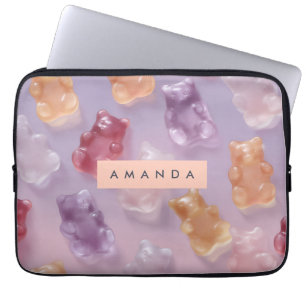 Gepersonaliseerd Kleurrijk Gummy Beer Patroon Laptop Sleeve