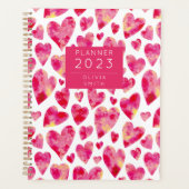 Gepersonaliseerd kleurrijk liefdeshartspatroon planner (Voorkant)
