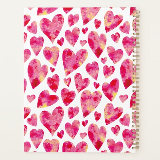 Gepersonaliseerd kleurrijk liefdeshartspatroon planner (Achterkant)