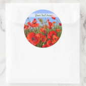 Gepersonaliseerd kleurrijk papaverveld ronde sticker (Tas)