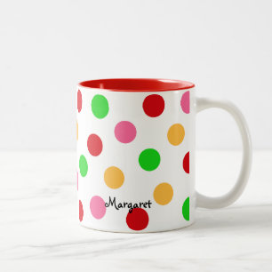 Gepersonaliseerd kleurrijk poodots patroon tweekleurige koffiemok