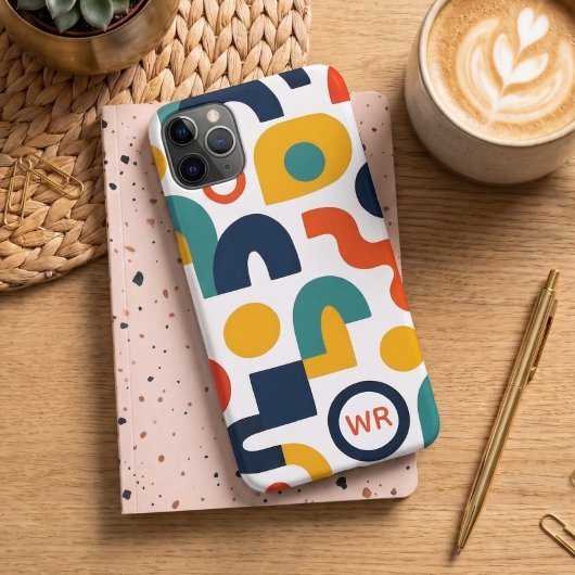 Gepersonaliseerd Kleurrijk Retro Vormen Kunstpatro Case-Mate iPhone Case