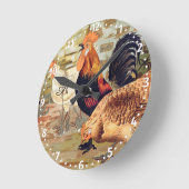  Gepersonaliseerd kleurrijk rooster Farmhouse Squa Ronde Klok (Hoek)