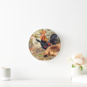  Gepersonaliseerd kleurrijk rooster Farmhouse Squa Ronde Klok (Huis)