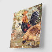 Gepersonaliseerd kleurrijk rooster Farmhouse Squa Vierkante Klok (Hoek)
