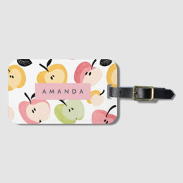 Gepersonaliseerd kleurrijk Schattige appelpatroon Bagagelabel