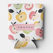 Gepersonaliseerd kleurrijk Schattige appelpatroon Blikjeskoeler (Voorkant)