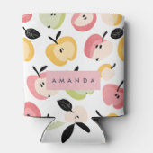 Gepersonaliseerd kleurrijk Schattige appelpatroon Blikjeskoeler (Achterkant)