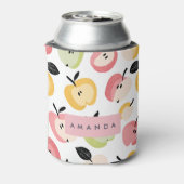 Gepersonaliseerd kleurrijk Schattige appelpatroon Blikjeskoeler (Blikje Achterkant)
