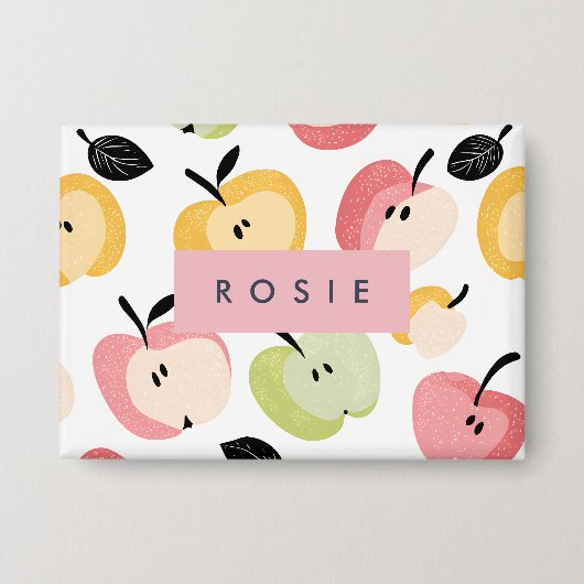 Gepersonaliseerd kleurrijk Schattige appelpatroon Button (Voorkant)